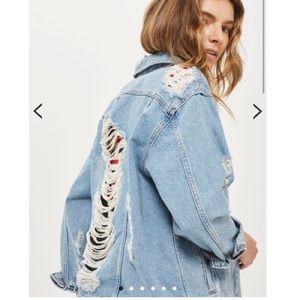 Top Shop MOTO Ripped Denim Jacket